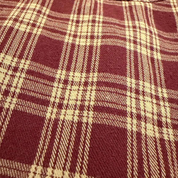 Duluth Trading Co Mens 2XLT Tall Plaid Flannel Long Sleeve Shirt Burgundy Tan - Picture 3 of 6